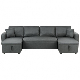 Beliani-SOMMEN-Hoekslaapbank-Donkergrijs-287cm-Polyester