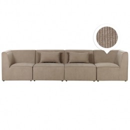 Beliani-LEMVIG-Vierzitsbank-Taupe-Corduroy
