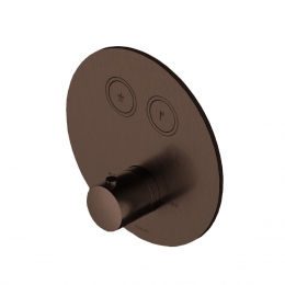 HotbathCobberAfbouwdeelthermostaatRondmet2pushbuttonsVerouderdMessingPB009