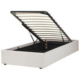 Beliani-DINAN-Eenpersoonsbed-Lichtbeige-90x200cm-Polyester