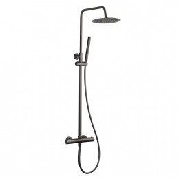 OpbouwRegendoucheBWSGunmetal25cmHoofddoucheCemalThermostatisch