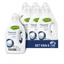 6xNeutralVloeibaarWasmiddelZwart20Wasbeurten1liter