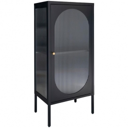 HouseNordicAdelaideZwartGlasVitrinekast1-Deur