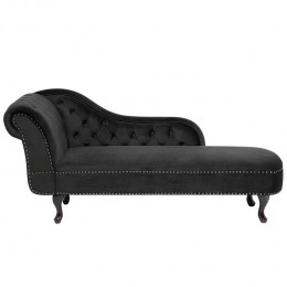 Beliani-NIMES-Chaiselongue-Zwart-Linkerzijde-Fluweel
