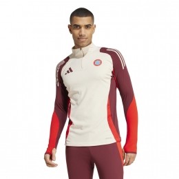 adidasBayernMnchenTrainingstrui14-ZipEuropees2024-2025WitBordeauxroodRood