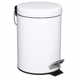 5FivePedaalemmer-wit-metaal-3L-25cm-prullenbak