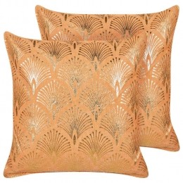 Beliani-HOYA-Sierkussensetvan2-Oranje-45x45cm-Katoen
