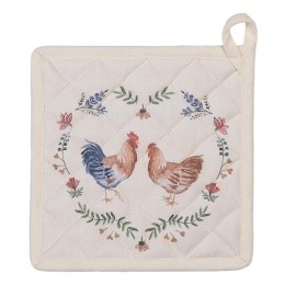 ClayreEefPannenlap20x20cmBeigeBlauwKatoenKipenHaan