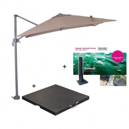 GardenImpressionsparasolS250x250dgrijstaupevoetenhoes