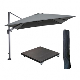 GardenImpressionsHawaiizweefparasol3x3mdgrijsmetvoetenhoes