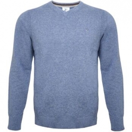 SweaterR2AmsterdamR2TruiV-HalsMerinowolBlauw