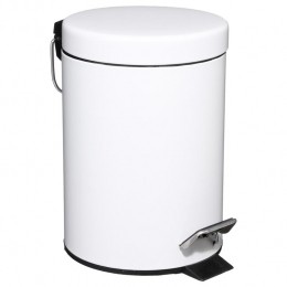 5FivePedaalemmer-wit-metaal-3L-25cm-prullenbak