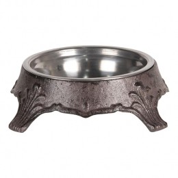 ClayreEefVoerbakHond17x5cmBruinIjzerRondOrnament
