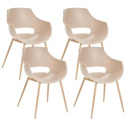 Beliani-MILLERS-Setvan4stoelen-Beige-Synthetischmateriaal
