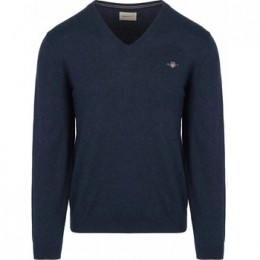 SweaterGantPulloverV-HalsJeansBlauw