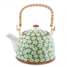 ClayreEefTheepotmetFilter700mlGroenKeramiekRondBloemen