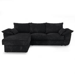 XXLzwartribfluweellinkerhoekbank257cm