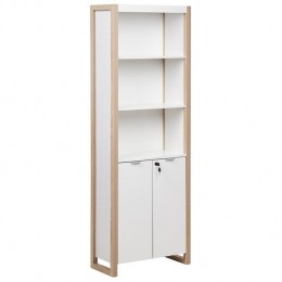 Beliani-JOHNSON-Boekenkastmetlocker-LichthoutWit-Vezelplaat