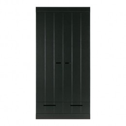 WooodConnectKledingkastH195xB94xD53cm-LadesPlankenRoede-Zwart