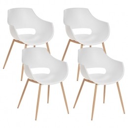Beliani-MILLERS-Setvan4stoelen-Wit-Synthetischmateriaal