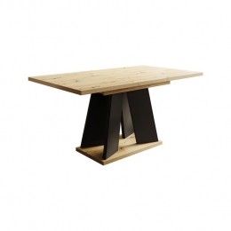 MeubellaEetkamertafelMatrix-Eiken-Zwart-160cm-Uitschuifbaar