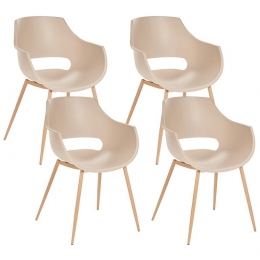Beliani-MILLERS-Setvan4stoelen-Beige-Synthetischmateriaal