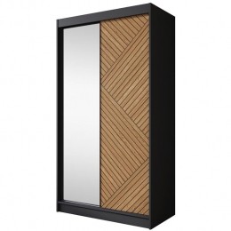 MeubellaKledingkastMacerata-Zwart-120cm-Metspiegel