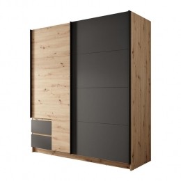 MeubellaKledingkastUlan-Eiken-Grijs-181cm