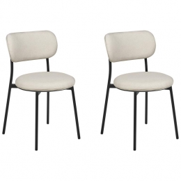 Beliani-CASEY-Eetkamerstoelensetvan2-Lichtbeige-Polyester