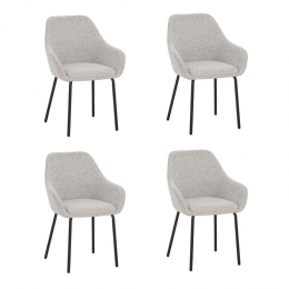 EetkamerstoelenmetarmleuningLucyBeigeStofSetvan4