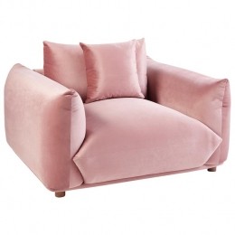 Beliani-LUVOS-Fauteuil-Roze-Fluweel