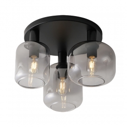 FreelightPlafondlampVario3lichts45cmrookglaszwart