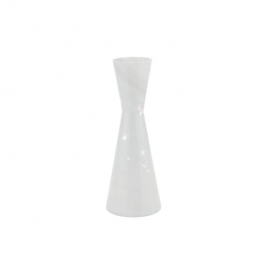 PTMDCorenaWhiteGlassVaseSolidBlackDoubleConeL