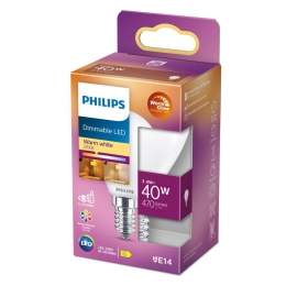 PhilipsLEDKogellampMat40WE14DimbaarWarmWitLicht