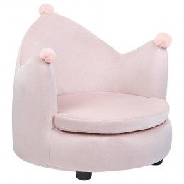 Beliani-VEGA-Kinderstoel-Roze-Fluweel
