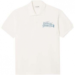 PoloShirtKorteMouwLacosteClassicFitPrintedPoloShirtWhiteBlue