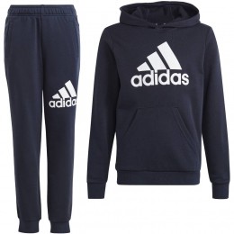 adidasEssentialsBigLogoHoodieJoggingpakKidsDonkerblauwWit