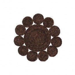 J-LineplacematRondBloem-jute-donkerbruin
