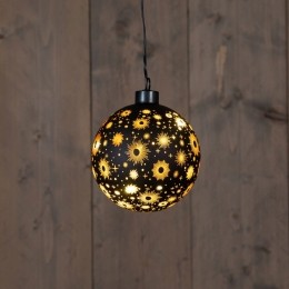 BOTBallGlassBlackStar10cmLedWarmWhite-Annascollection