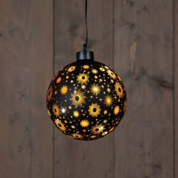 BOTBallGlassBlackStar12cmLedWarmWhite-Annascollection
