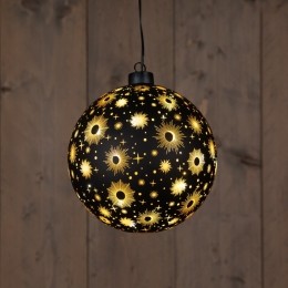BOTBallGlassBlackStar15cmLedWarmWhite-Annascollection