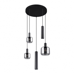 TrioMataroHanglamp5-lichts-ZwartMat