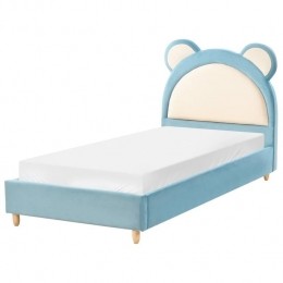 Beliani-MAILLES-Eenpersoonsbed-Blauw-90x200cm-Fluweel