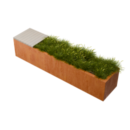 FlorisaRechthoekigecortenstaalplantenbakmetPadoukzitbankL200xB40xH42cm-Geroba