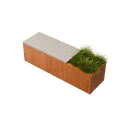 FlorisaRechthoekigecortenstaalplantenbakmetPadoukzitbankL150xB40xH42cm-Geroba