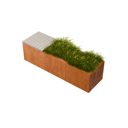 FlorisaRechthoekigecortenstaalplantenbakmetPadoukzitbankL150xB40xH42cm-Geroba