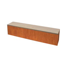 ModenaRechthoekigecortenstaalzitbankmetPadoukhoutL200xB40xH42cm-Geroba