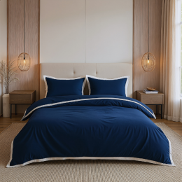 DekbedovertrekPercale-Katoen-HotelEmilio-NavyWit-Tweepersoons200x200Cm-NavyPercaleKatoenKatoen-HotelLuxe-Dreamhouse-Dekbed-Discounternl