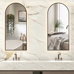 Setvan2SaniclearArctoogspiegelmetzwartelijst45x100cmmetverlichtingenverwarming