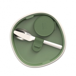 LunchsetmetbestekWitGroen-Polypropyleen-BergHOFFLeoLine